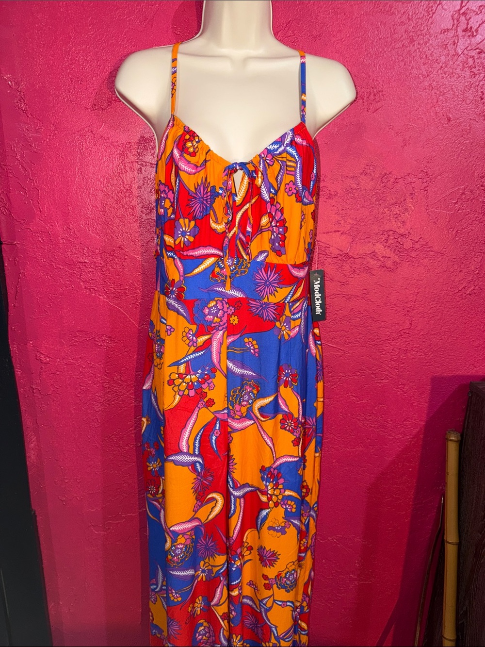 NWT Modcloth For the Love of Fedtival Season Bold Floral Jumpsuit. Sz 14. - Picture 4 of 15